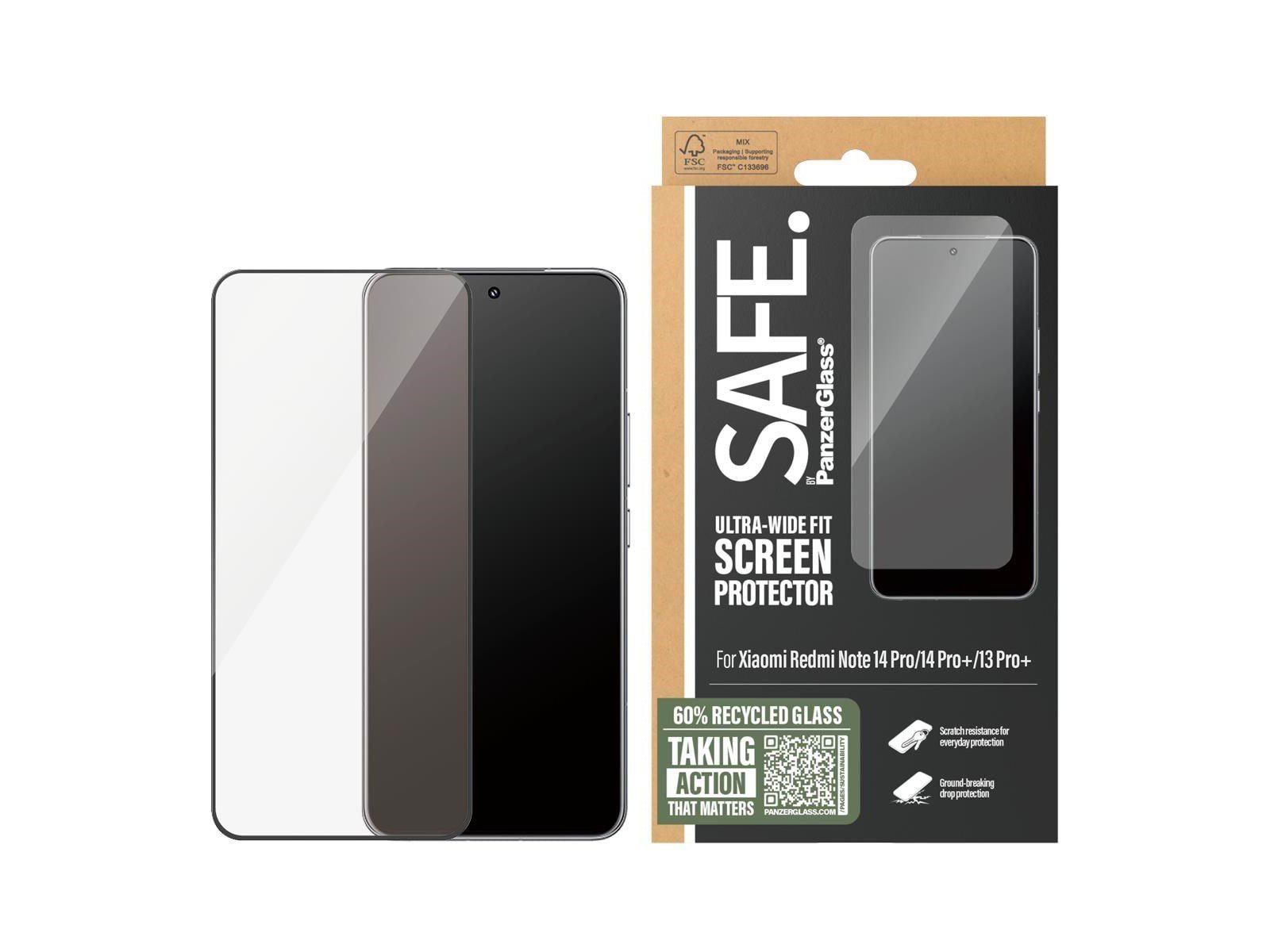 SAFE by PanzerGlass Screen Protector Xiaomi Redmi Note 14 Pro | 14 Pro+ | 13 Pro+ | Ultra-Wide Fit
