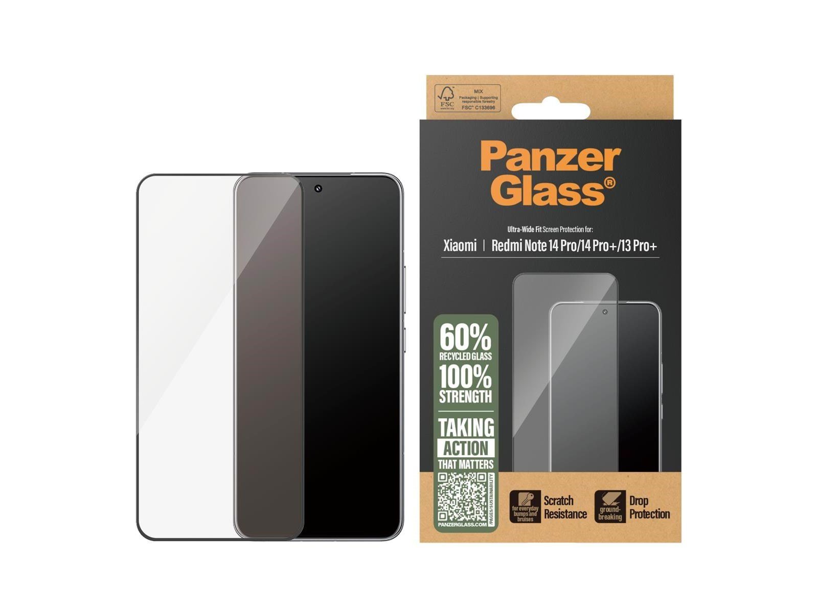 PanzerGlass Screen Protector Xiaomi Redmi Note 14 Pro | 14 Pro+ | 13 Pro+ | Ultra-Wide Fit