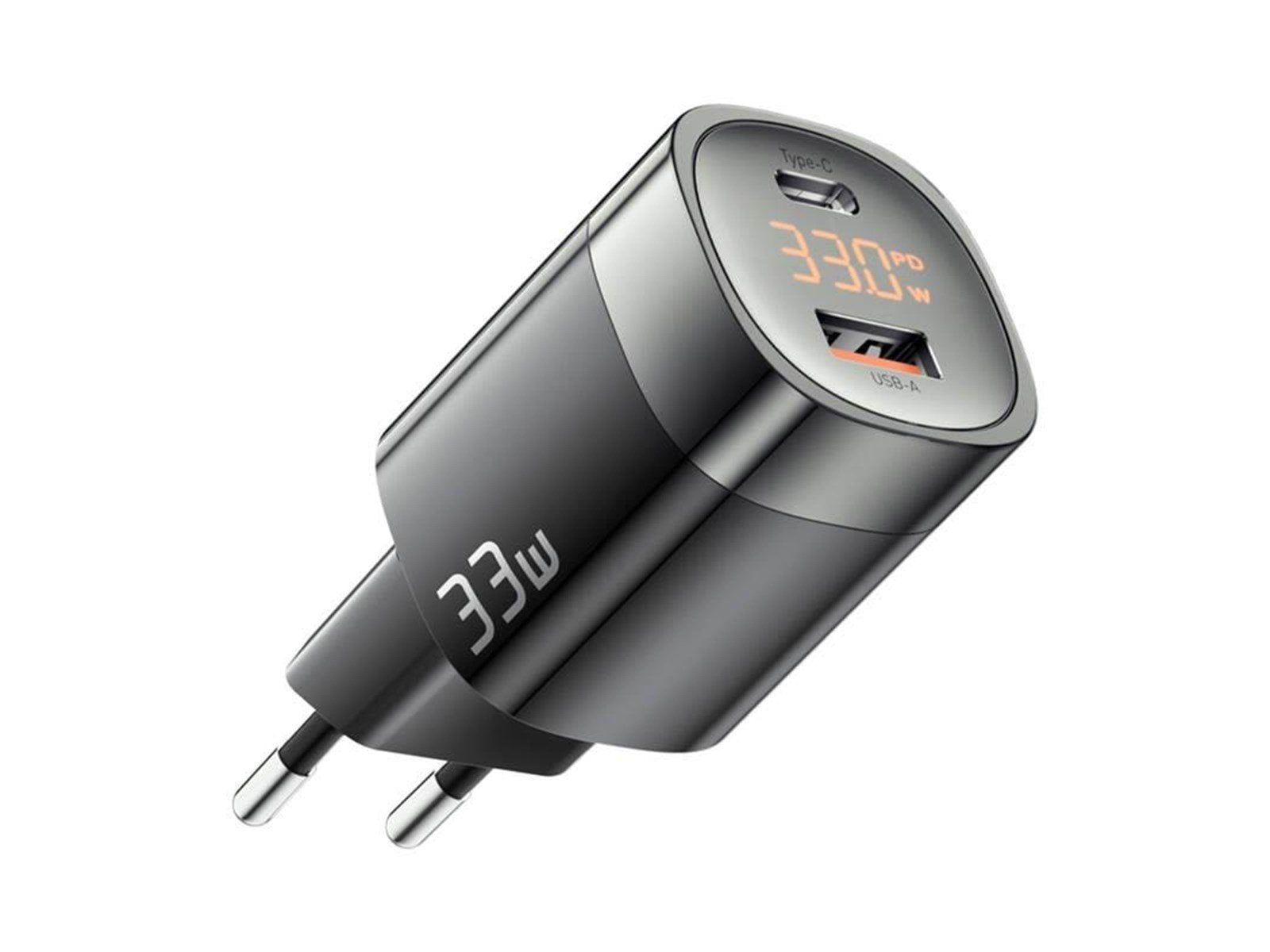 Essager Wall charger ECTCA-LYB01-Z GaN USB-A USB-C 33W (black)