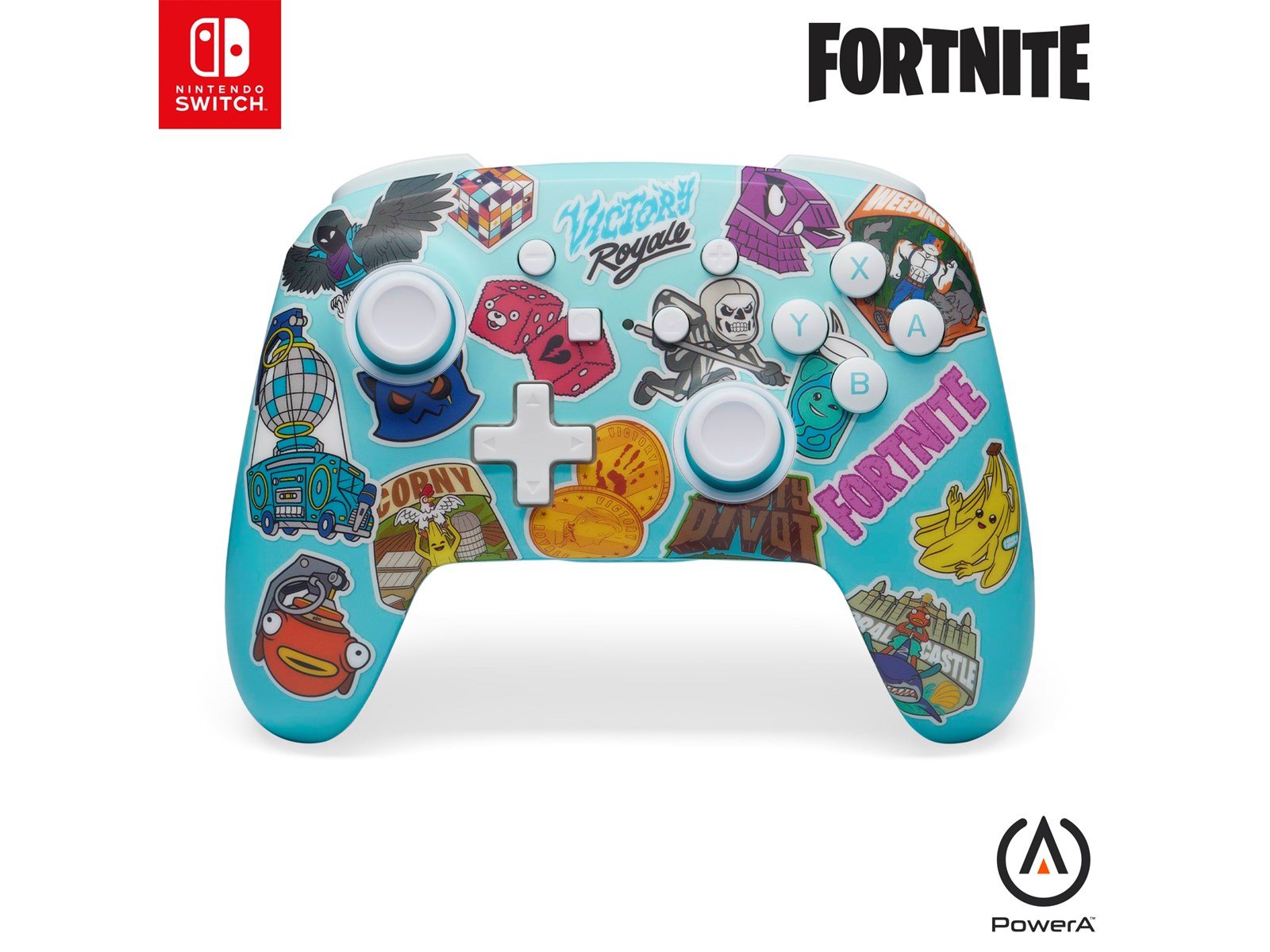 PowerA Enhanced Wireless Controller for Nintendo Switch - Fortnite Sticker Mania - Controller