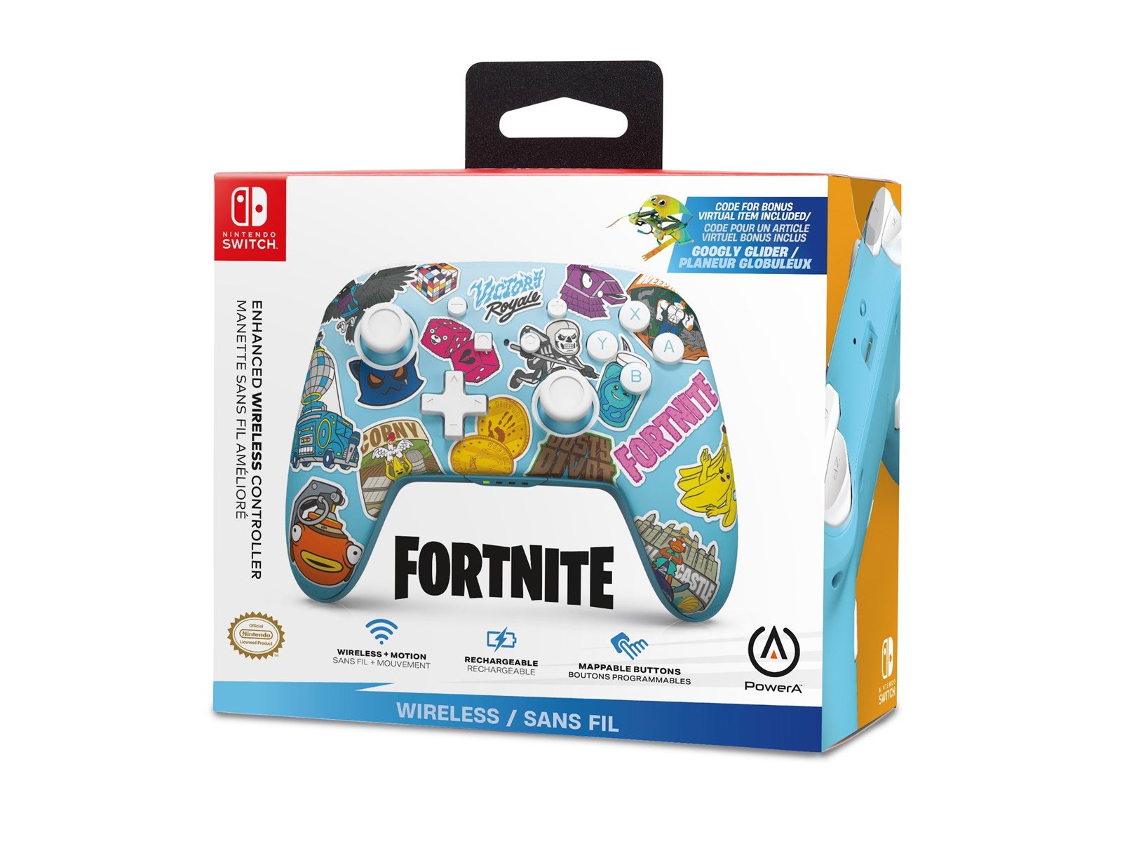 PowerA Enhanced Wireless Controller for Nintendo Switch - Fortnite Sticker Mania - Controller