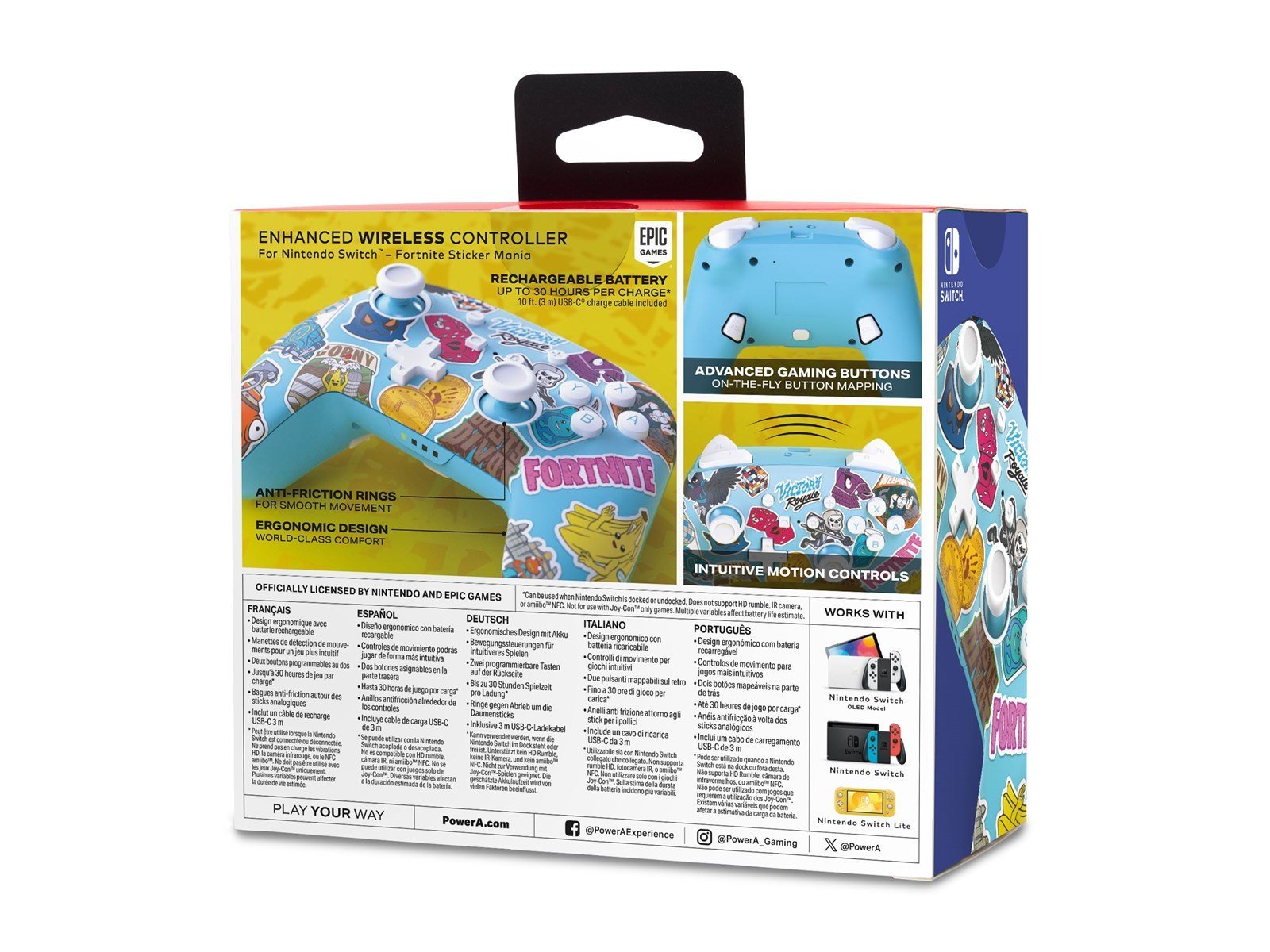 PowerA Enhanced Wireless Controller for Nintendo Switch - Fortnite Sticker Mania - Controller