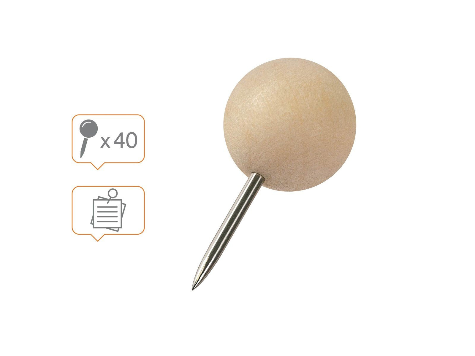 Nobo Pinnwand-Nadeln aus Holz - 40 Stück