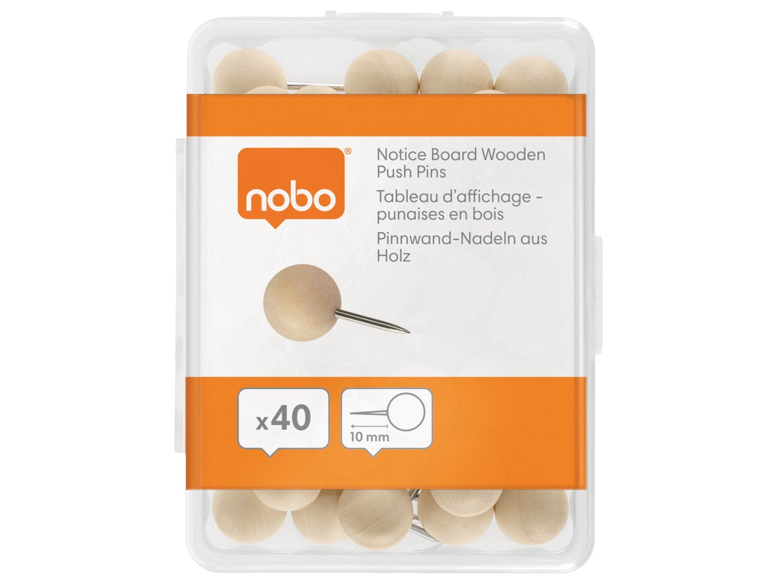 Nobo Pinnwand-Nadeln aus Holz - 40 Stück