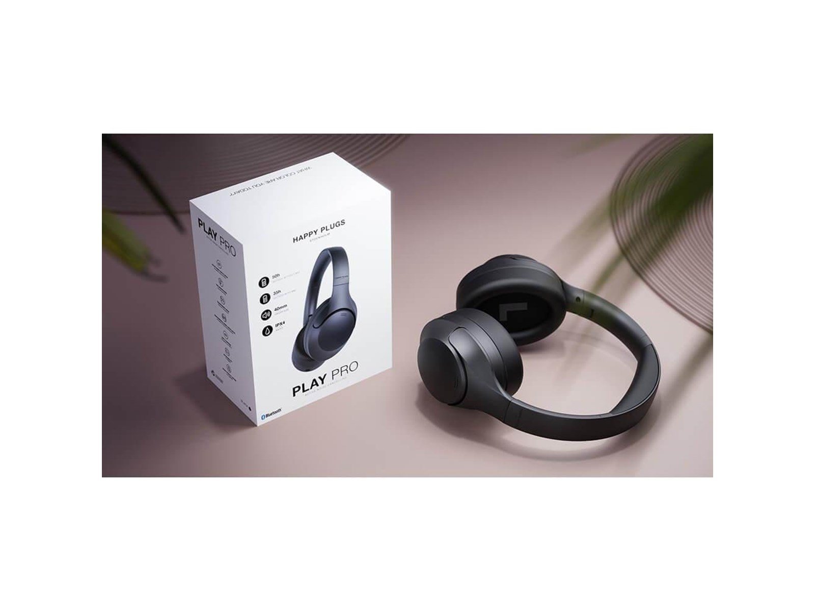Happy Plugs Play Pro ANC Over-Ear Wireless Headphones - Black