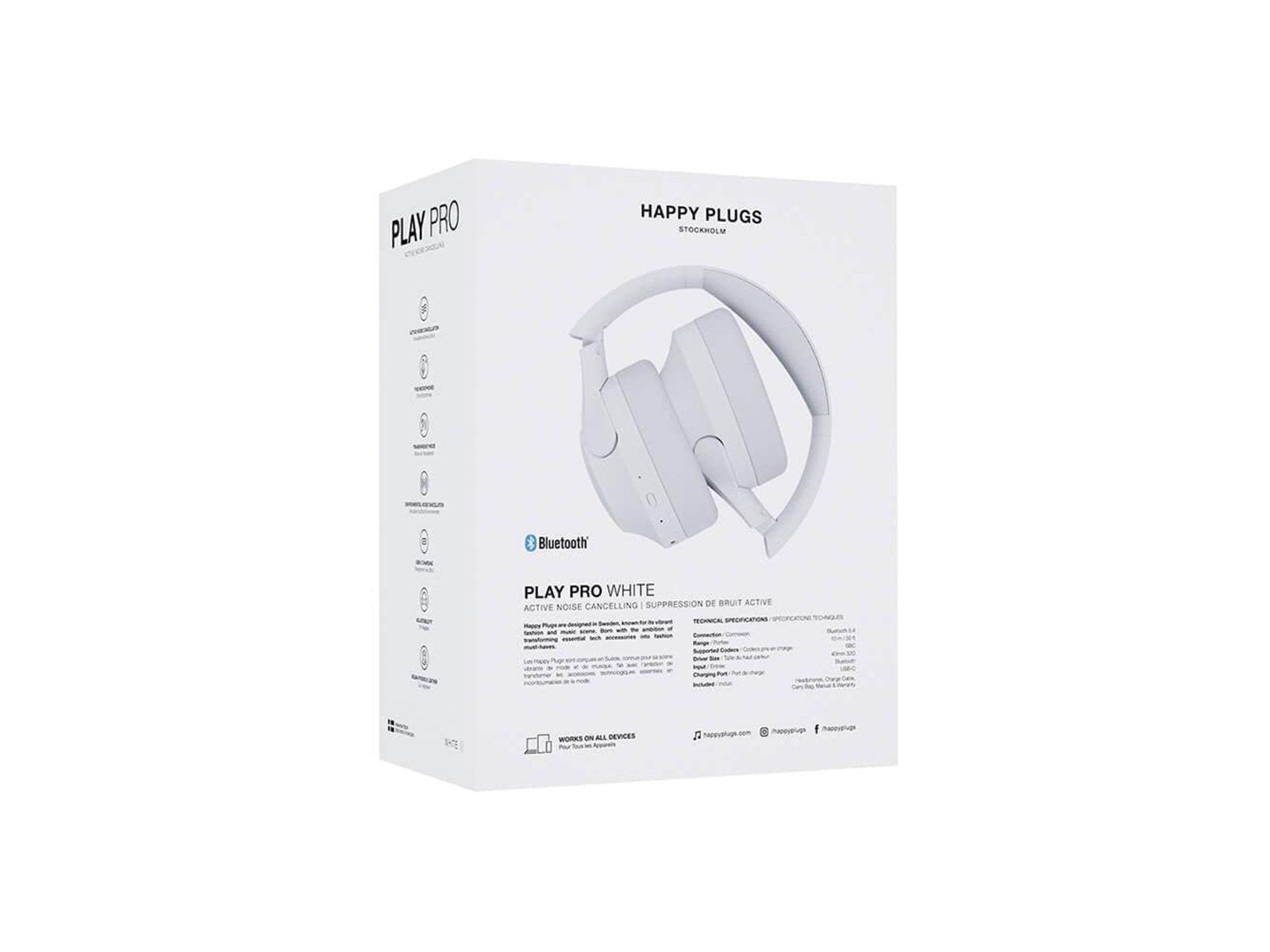 Happy Plugs Play Pro ANC Over-Ear Wireless Headphones - White