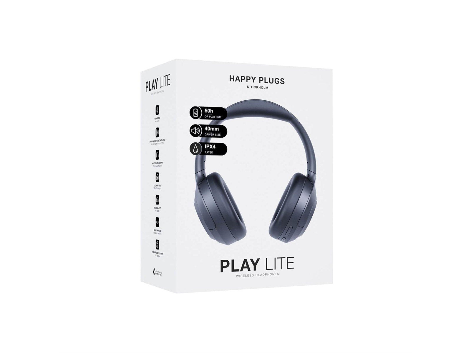 Happy Plugs Play Lite Over-Ear Wireless Headphones - Black