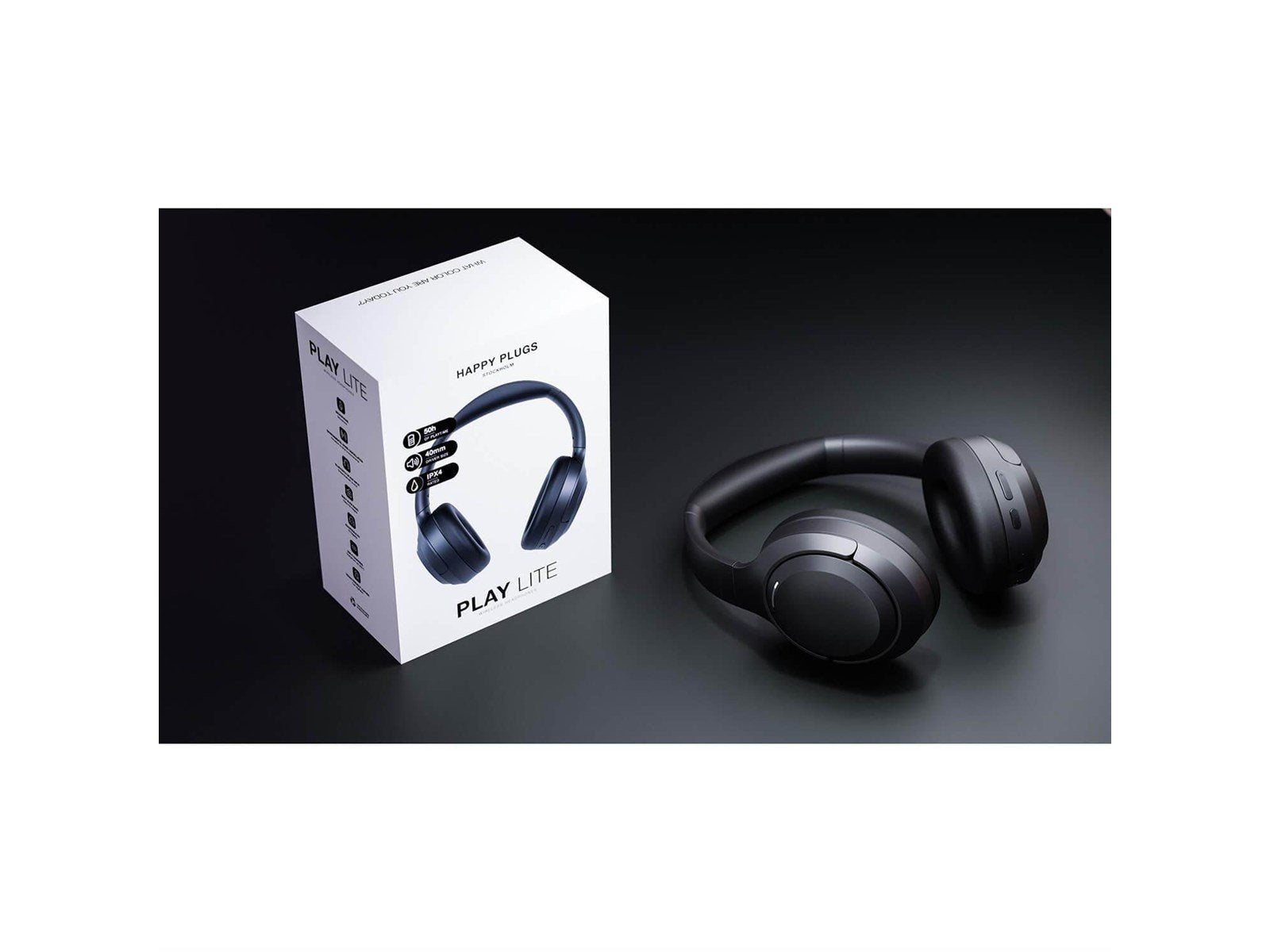 Happy Plugs Play Lite Over-Ear Wireless Headphones - Black