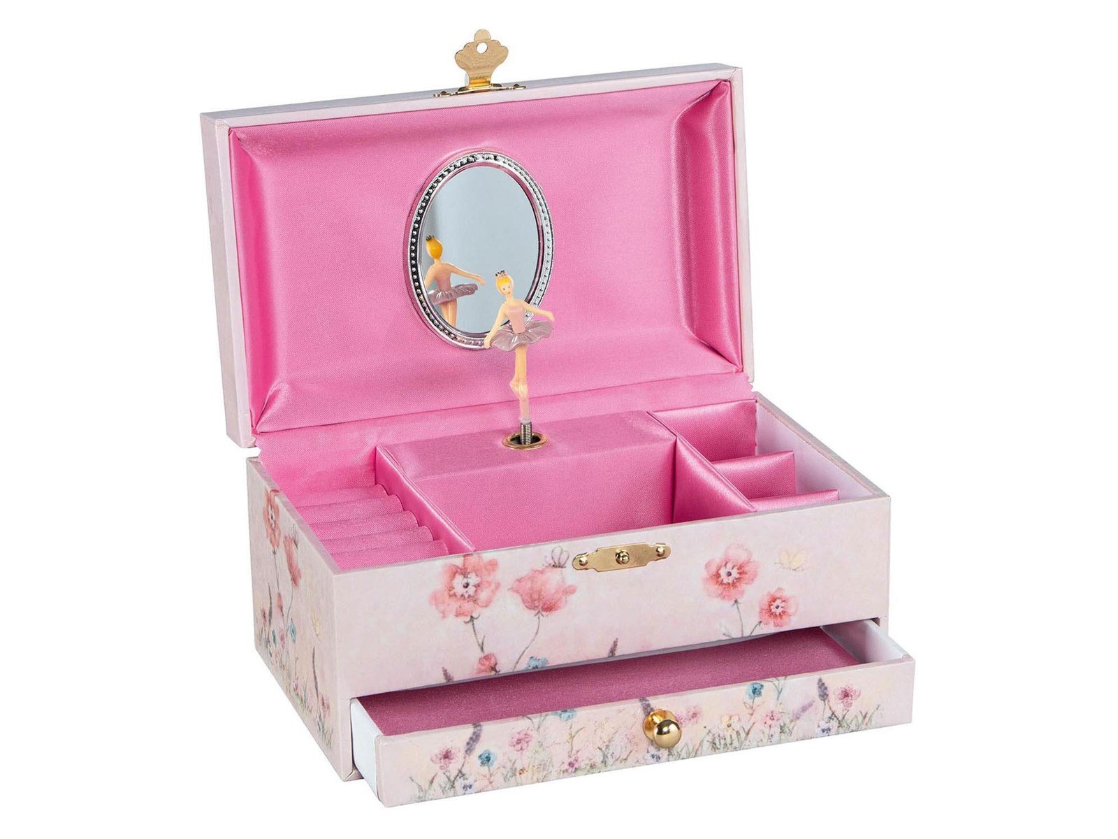 Goki Music Box Ballerina Flowers Pink
