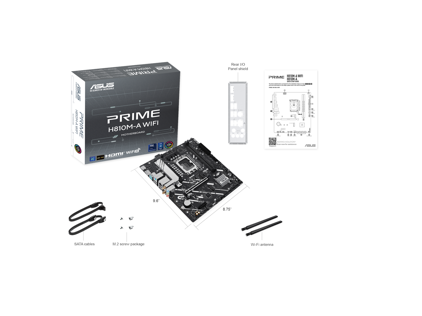 ASUS PRIME H810M-A WIFI Mainboard - Intel H810 - Intel LGA1851 socket - DDR5 RAM - Micro-ATX