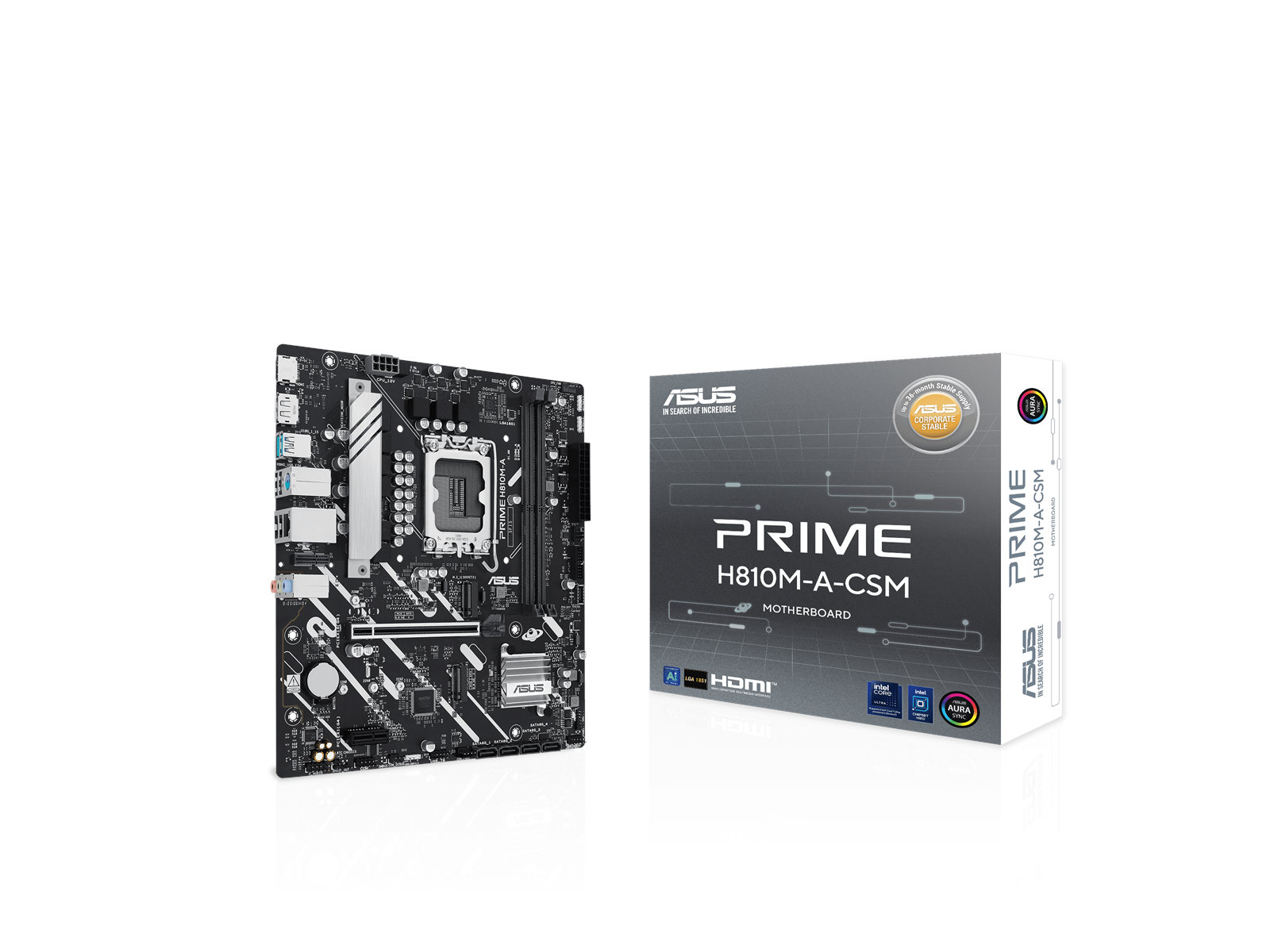 ASUS PRIME H810M-A-CSM Mainboard - Intel H810 - Intel LGA1851 socket - DDR5 RAM - Micro-ATX