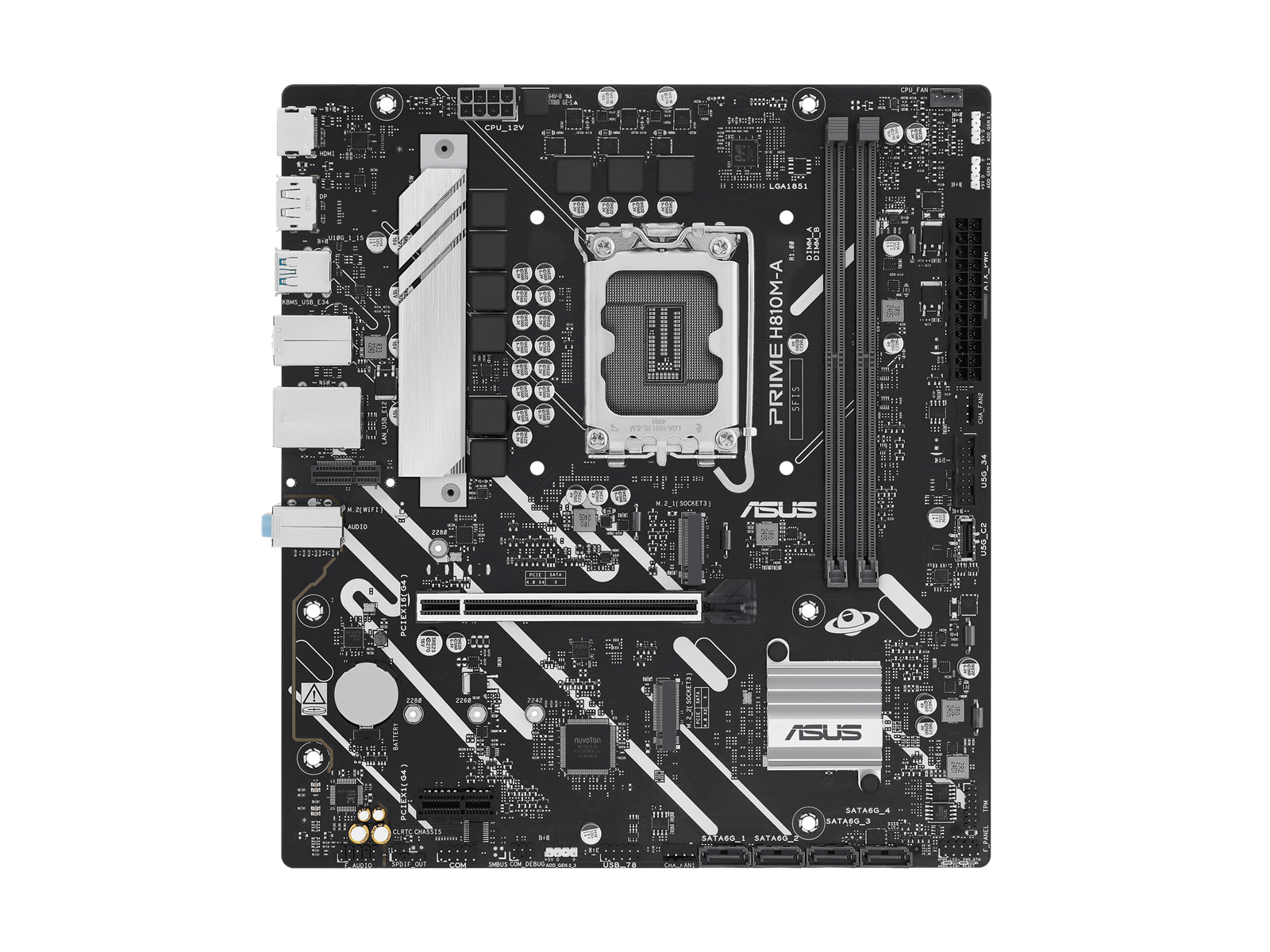 ASUS PRIME H810M-A-CSM Mainboard - Intel H810 - Intel LGA1851 socket - DDR5 RAM - Micro-ATX