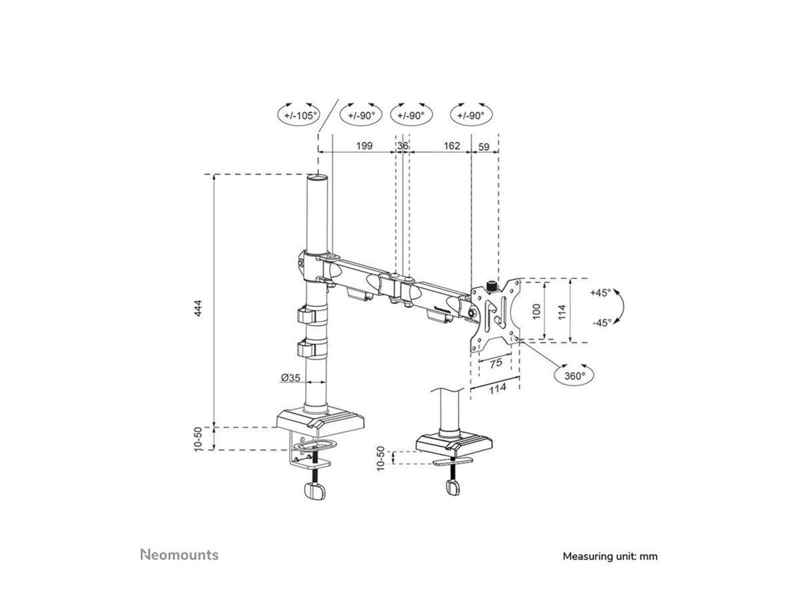 Neomounts DS60-600BL1 mounting kit - full-motion - for Monitor - black