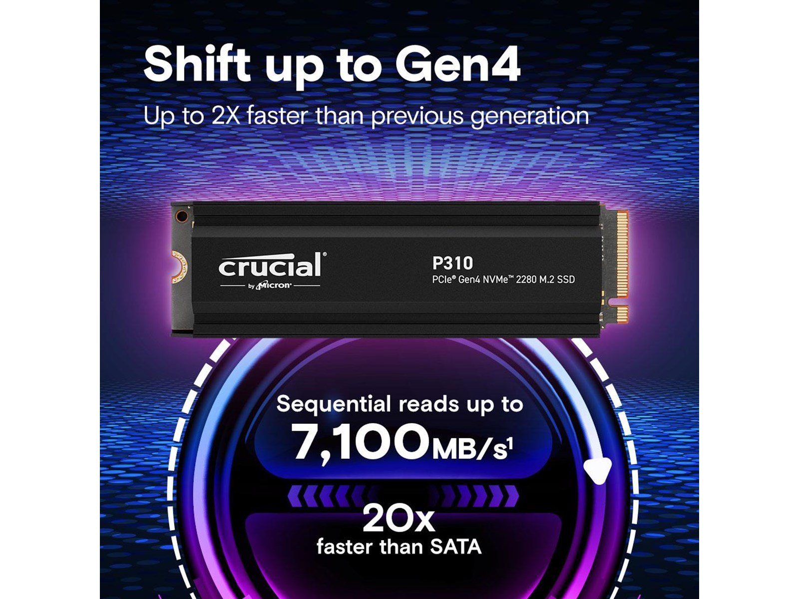 Crucial P310 SSD - 2TB - Mit Kühlkörper - M.2 2280 - PCIe 4.0