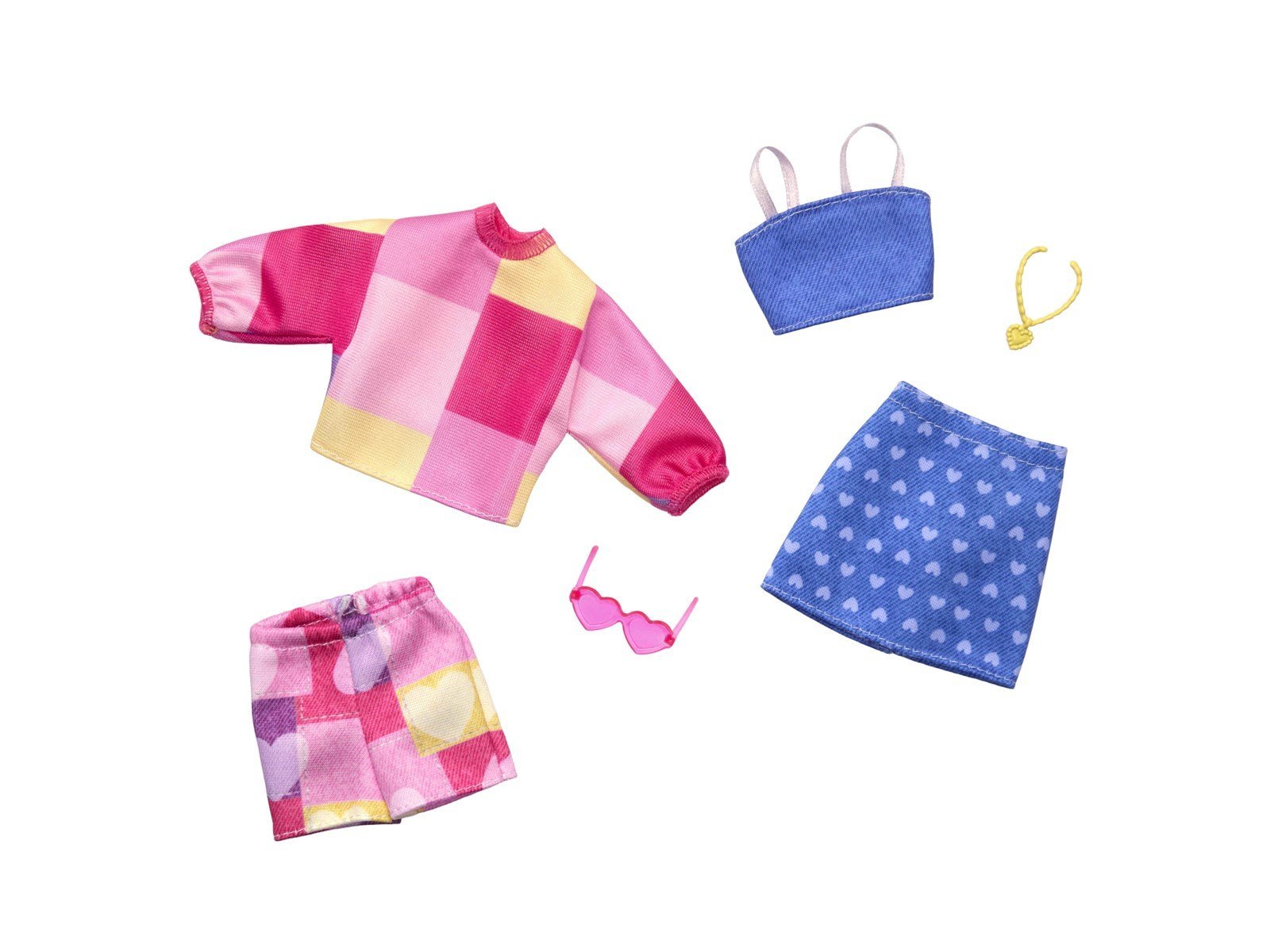 Barbie Doll Clothing Fashion and Accessory 2-Pack Featuring Pink & Blue Patterns