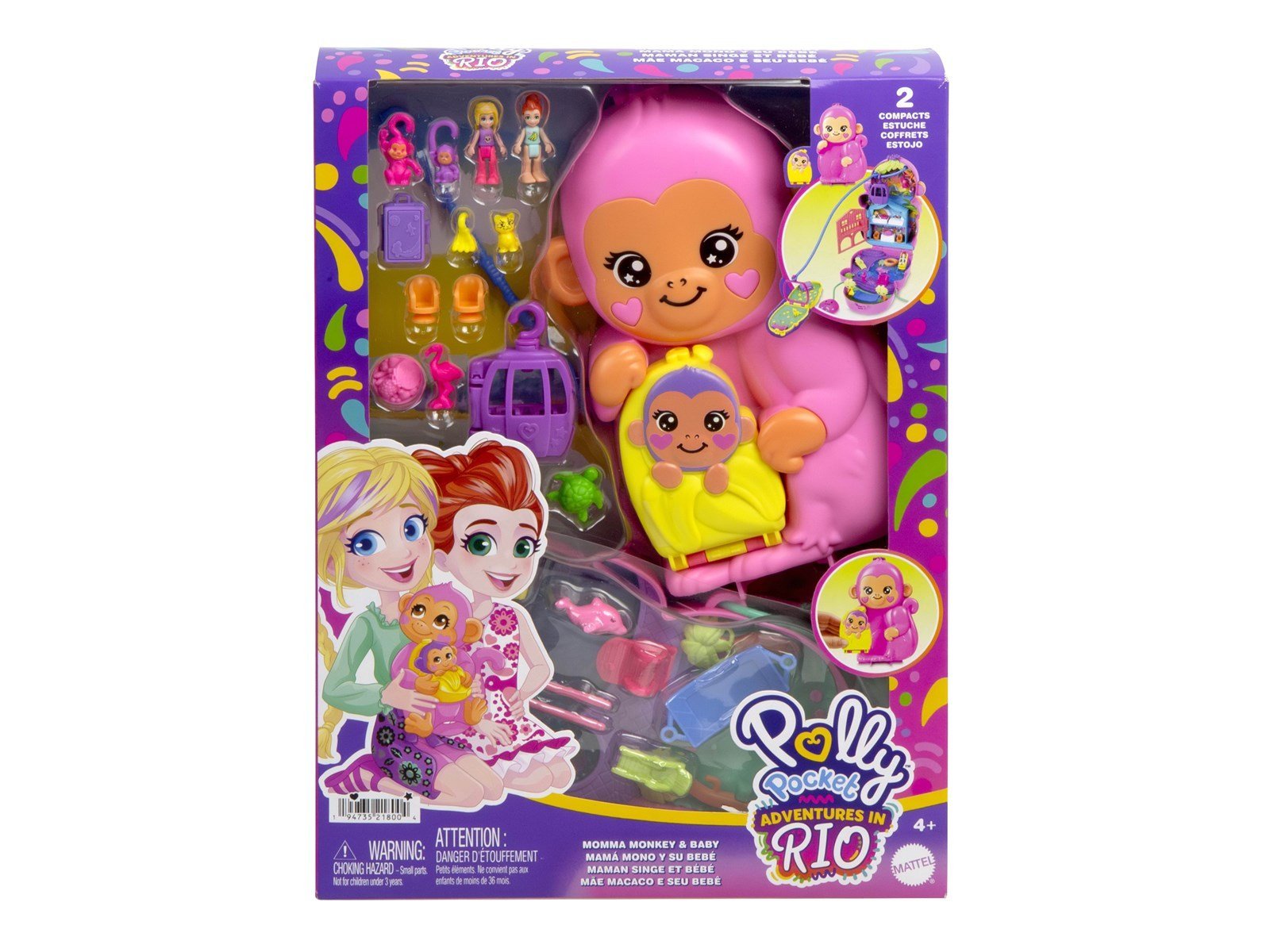 Polly Pocket Momma Monkey & Baby