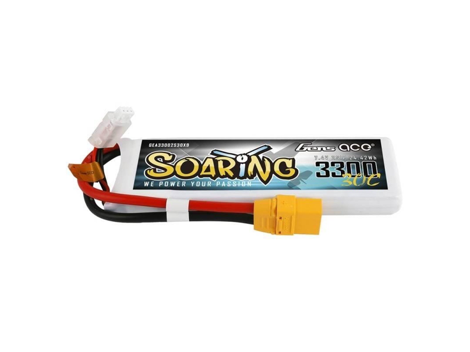 Gens ace &Tattu Soaring 3300mAh 7.4V 30C 2S1P XT90 battery