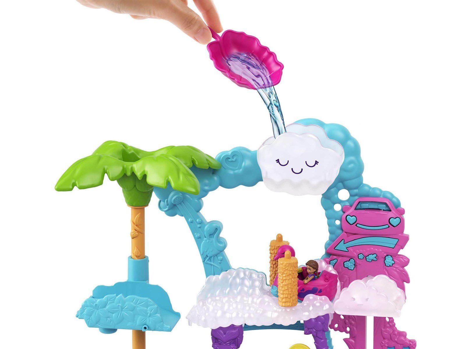 Polly Pocket Pollyville Flamingo Fun Car Wash Playset
