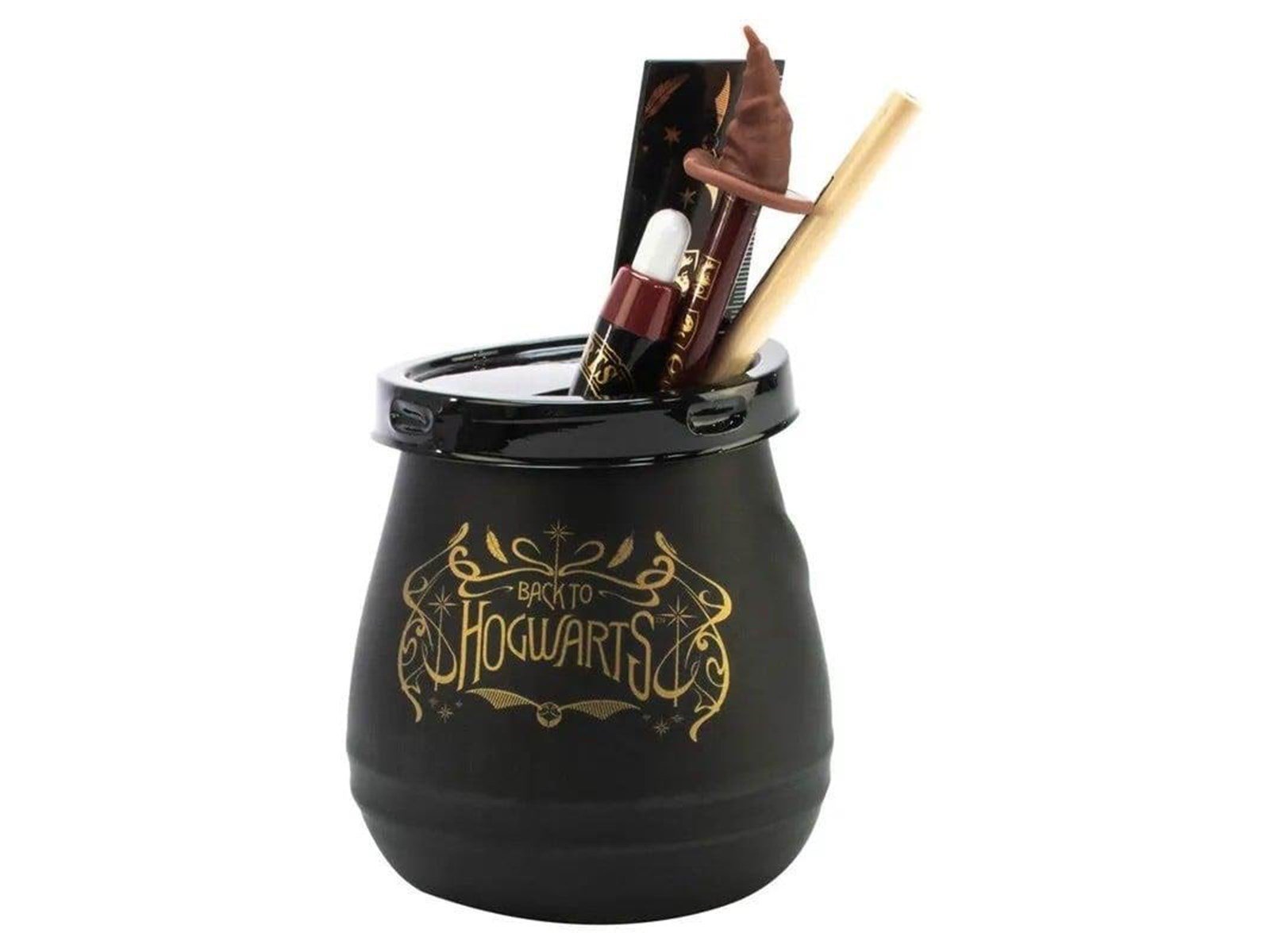 Pyramid - Harry Potter Ceramic Cauldron Desk Organizer - Colorful Coat of Arms