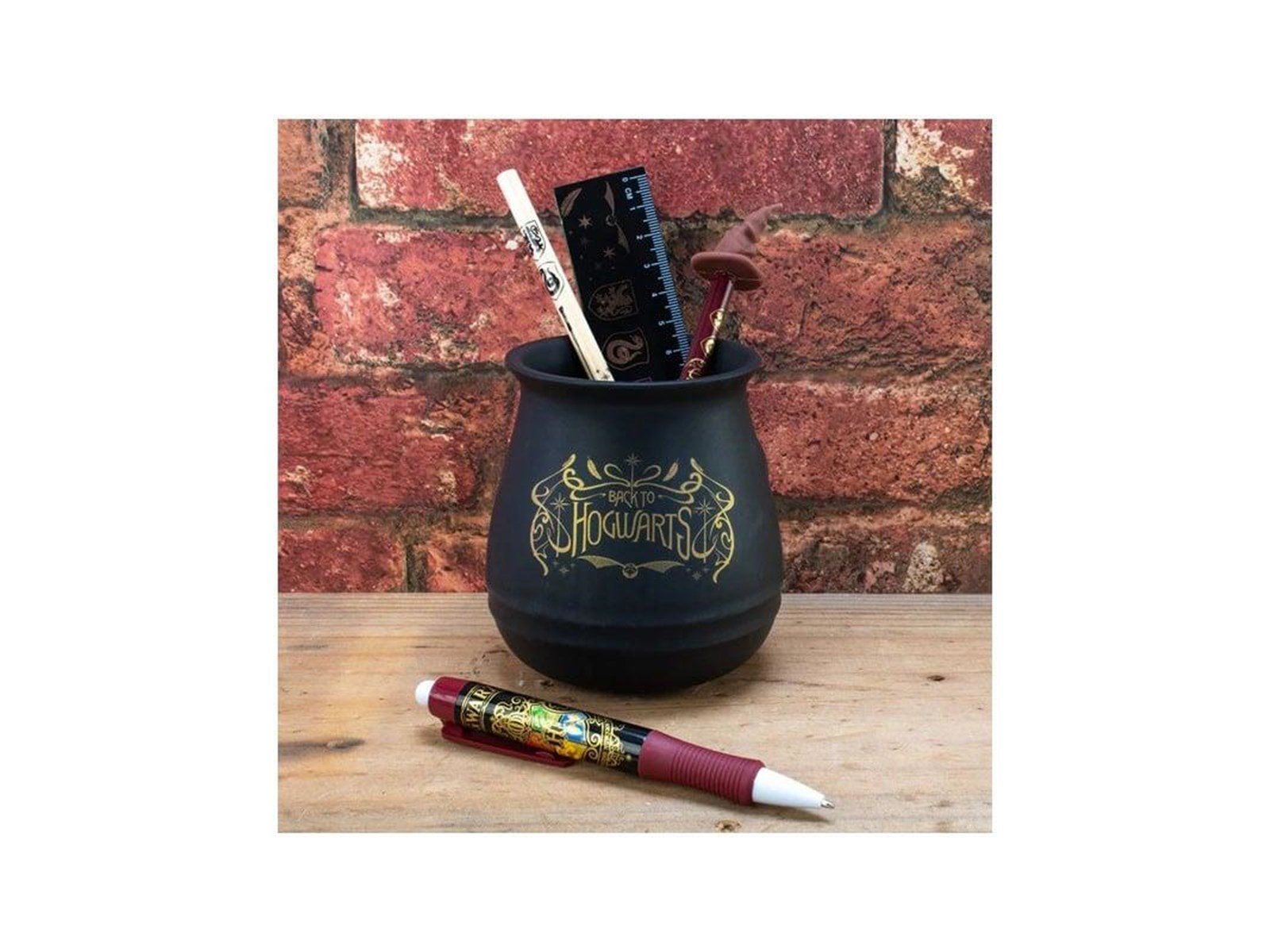 Pyramid - Harry Potter Ceramic Cauldron Desk Organizer - Colorful Coat of Arms