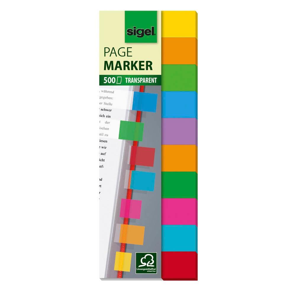 sigel Multicolor transparent Haftmarker farbsortiert - 10x 50 Streifen