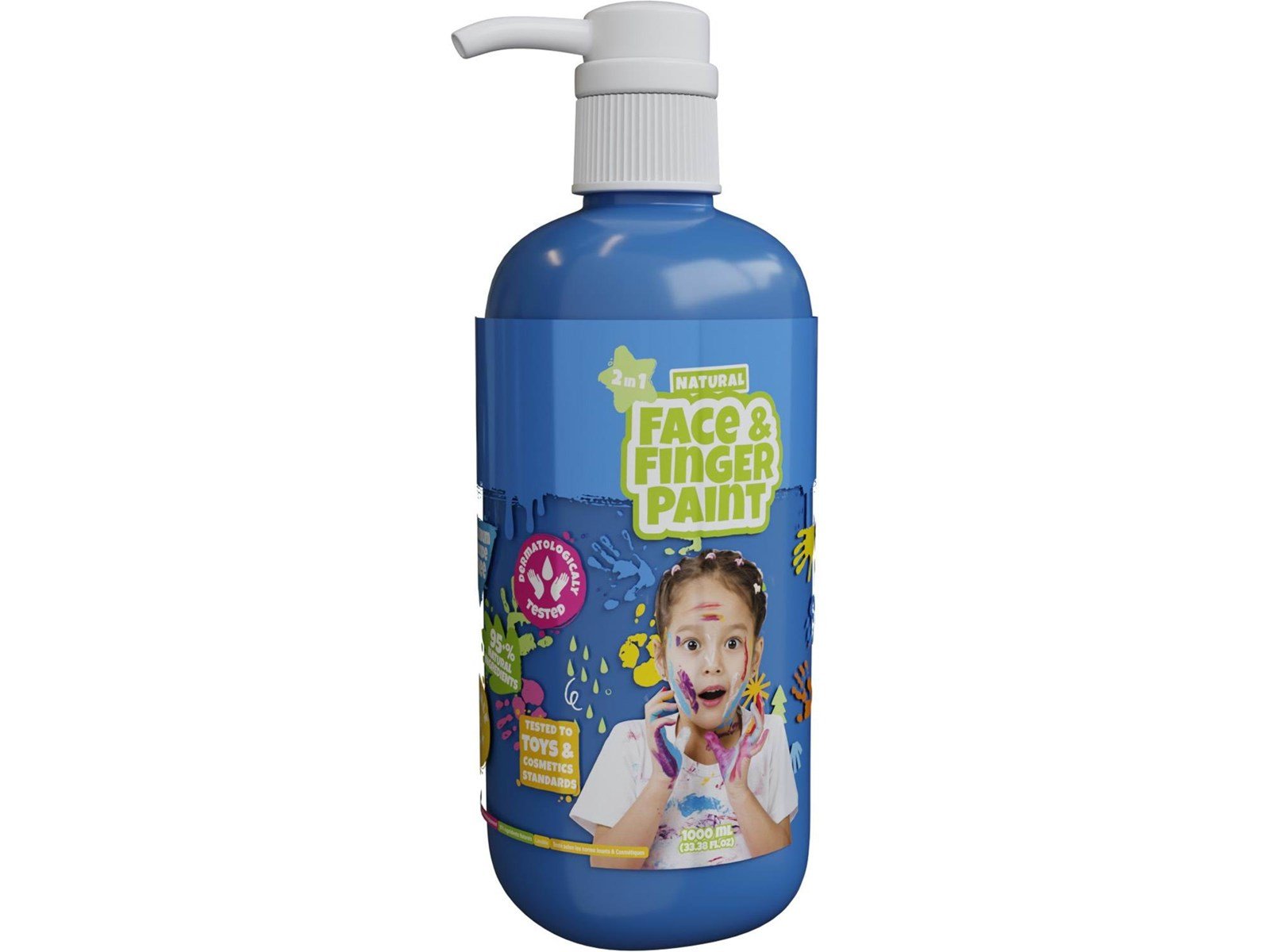 Boti Natural Face & Fingerpaint Bottle with Pump - Blue 1L