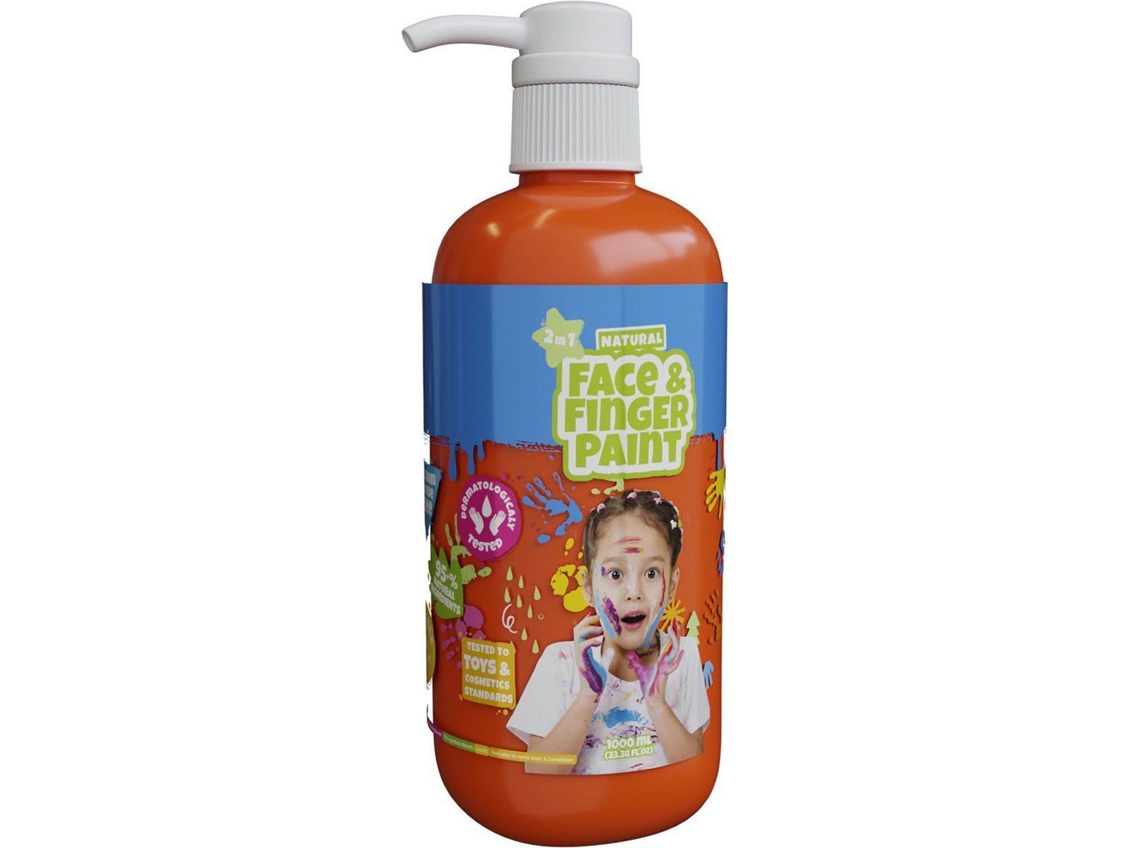 Boti Natural Face & Fingerpaint Bottle with Pump - Orange 1L