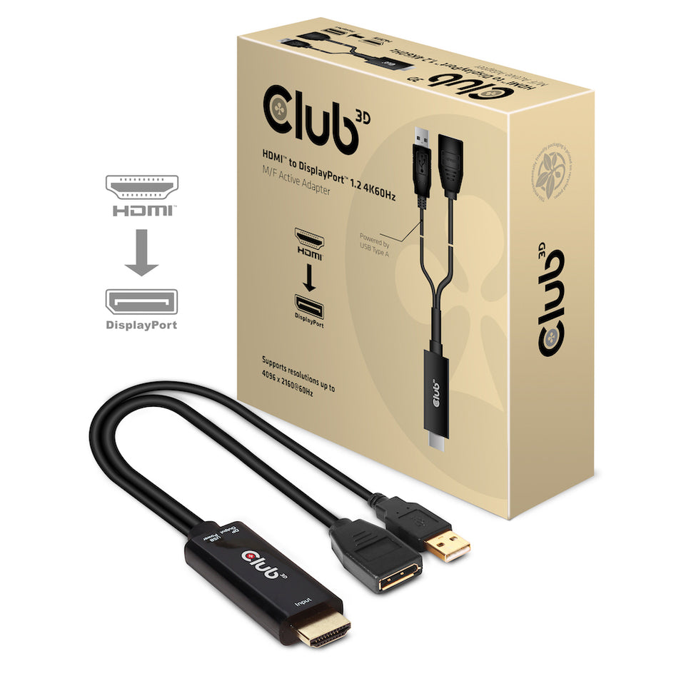 Club3D Adapter HDMI 2.0 > DP 1.2 4K60Hz HDR  aktiv St/Bu retail