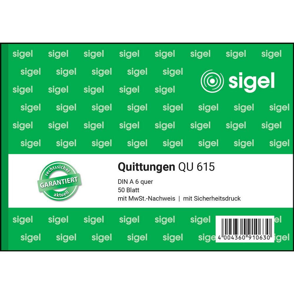 SIGEL QU615 Quittungsbuch A6 quer ohne Durchschlag - 50 Blatt