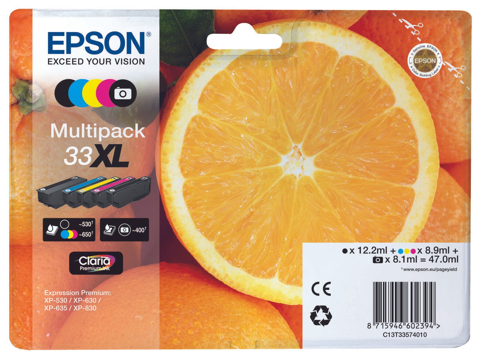 Epson Original 33XL Orange Druckerpatronen - 5er Multipack (C13T33574011)