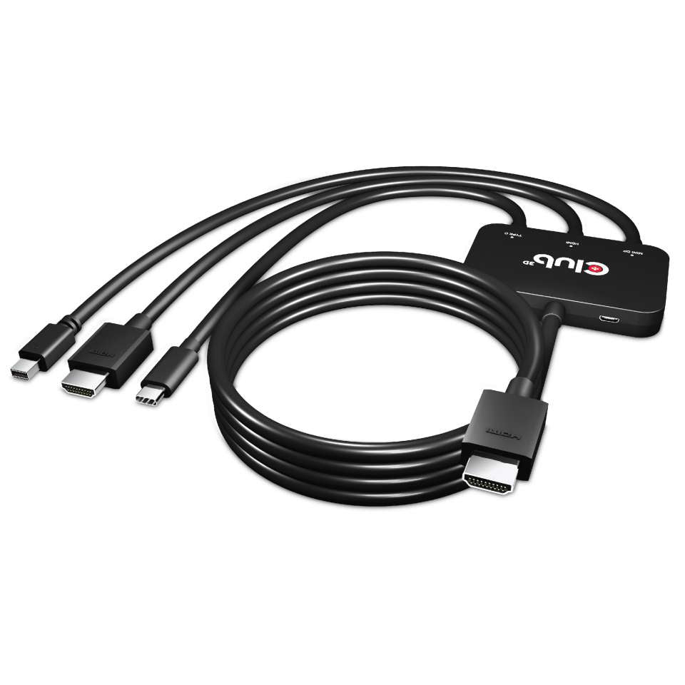 Club3D Adapter USB-C/HDMI/Mini-DP > HDMI aktiv   St/St/St/St ret