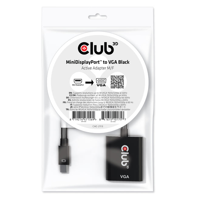 Club3D Adapter MiniDisplayport > VGA aktiv St/Bu schwarz Polybeu