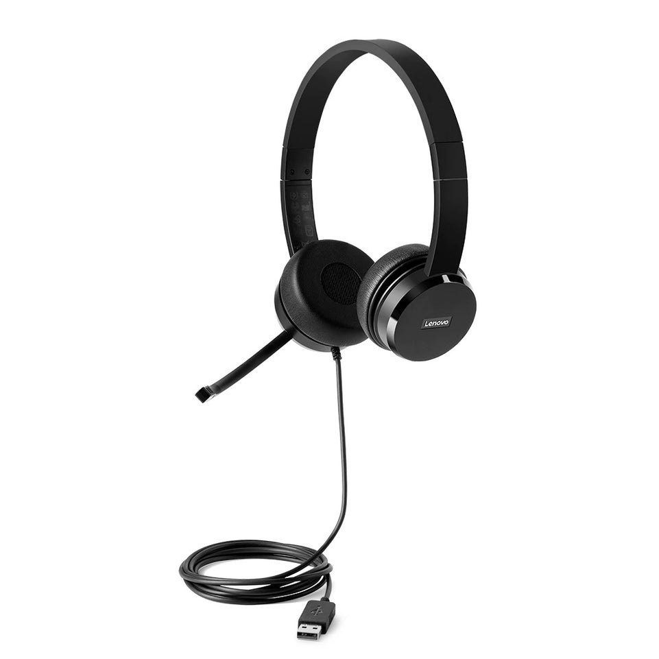 Lenovo 100 Stereo USB Headset (Schwarz, On Ear)