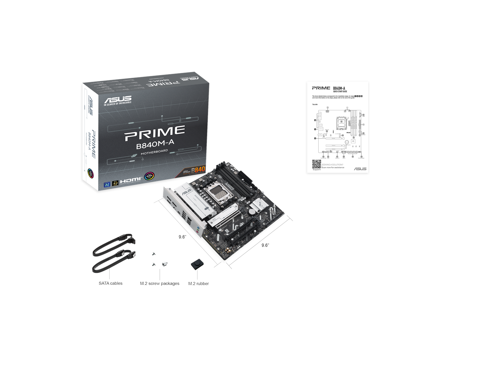 ASUS PRIME B840M-A-CSM Mainboard - AMD B840 - AMD AM5 socket - DDR5 RAM - Micro-ATX