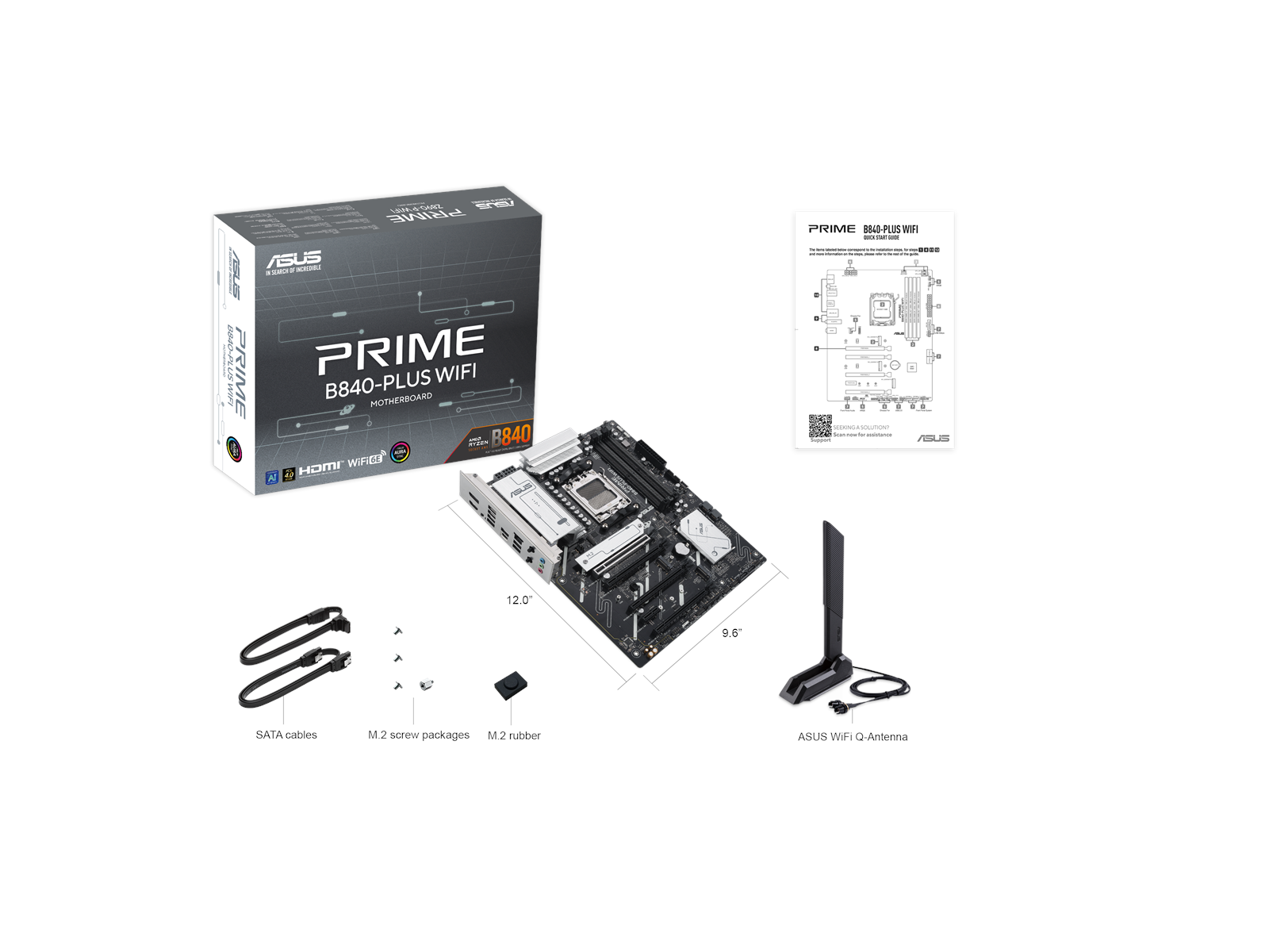 ASUS PRIME B840-PLUS WIFI Mainboard - AMD B840 - AMD AM5 socket - DDR5 RAM - ATX