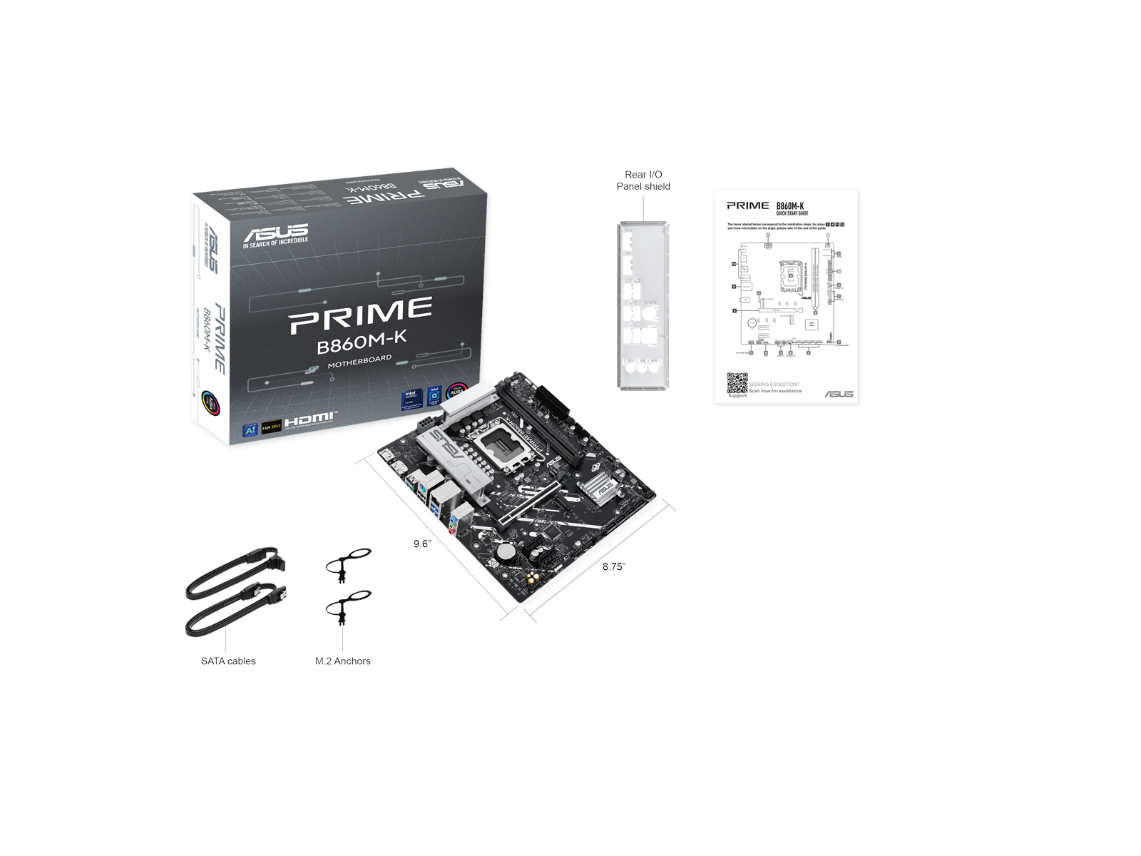 ASUS PRIME B860M-K Mainboard - Intel B860 - Intel LGA1851 socket - DDR5 RAM - Micro-ATX