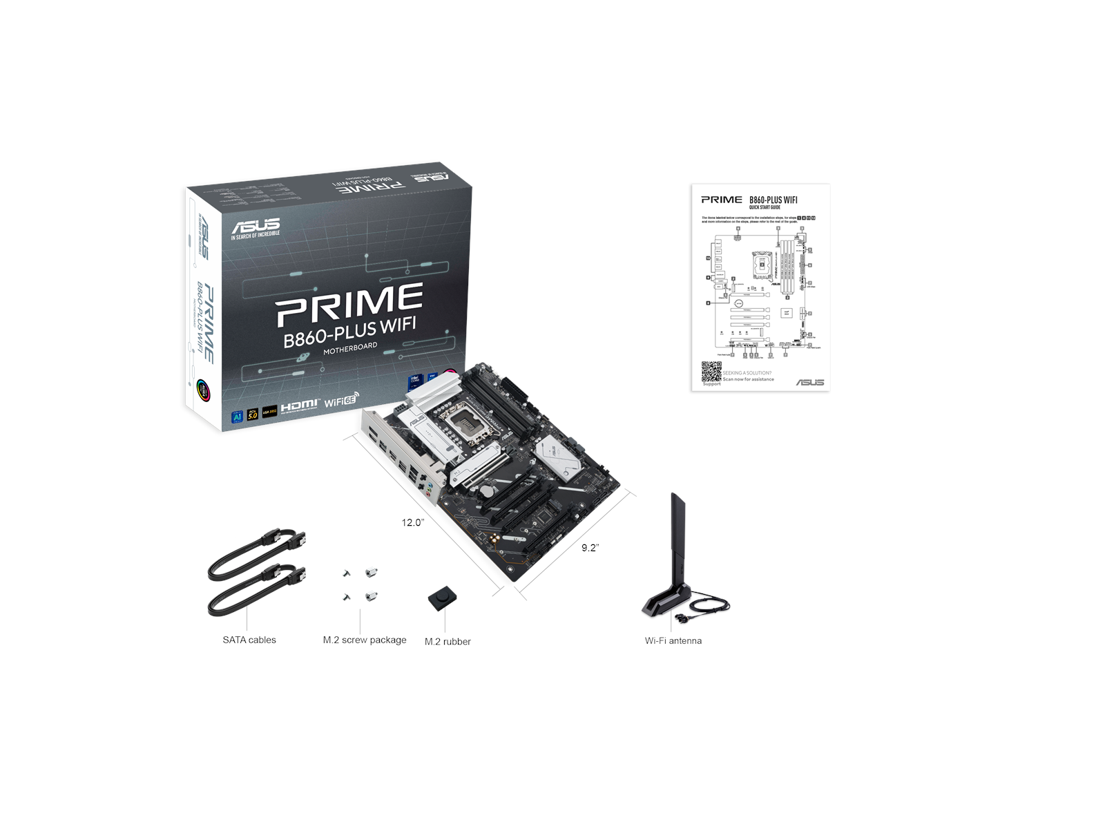 ASUS PRIME B860-PLUS WIFI Mainboard - Intel B860 - Intel LGA1851 socket - DDR5 RAM - ATX