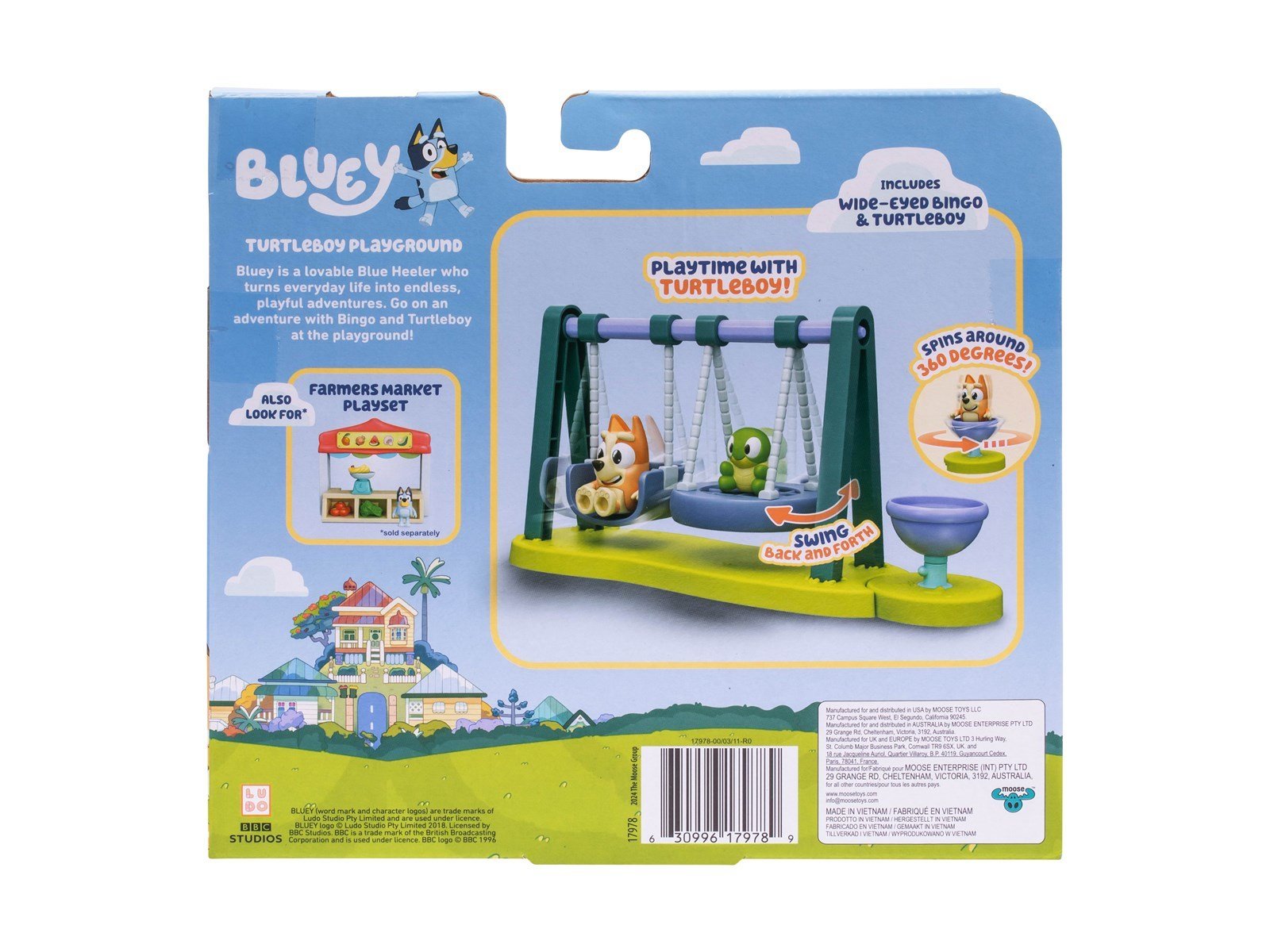 Bluey Playground playset with Wide-Eyed Bingo & Turtleboy