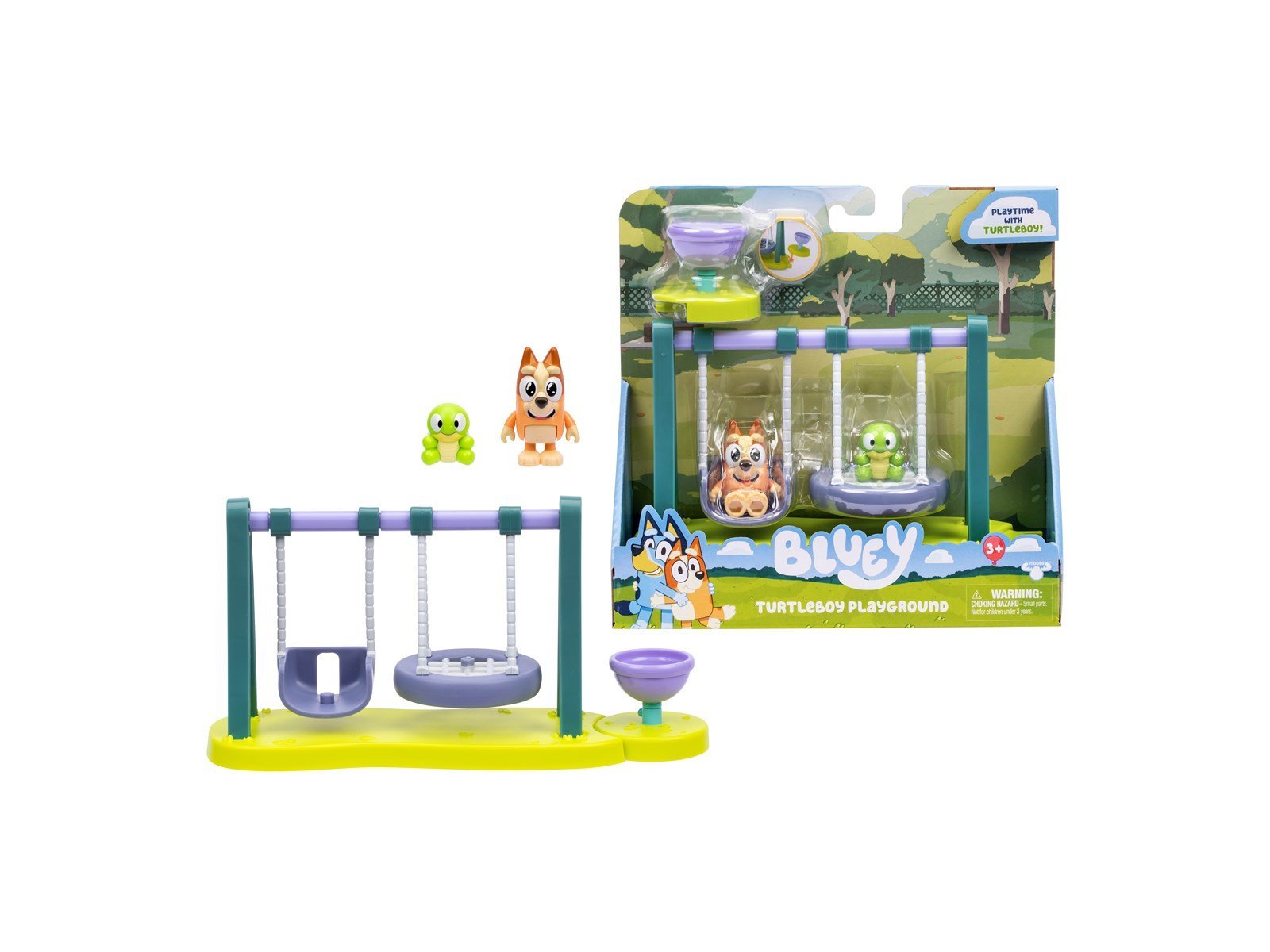 Bluey Playground playset with Wide-Eyed Bingo & Turtleboy