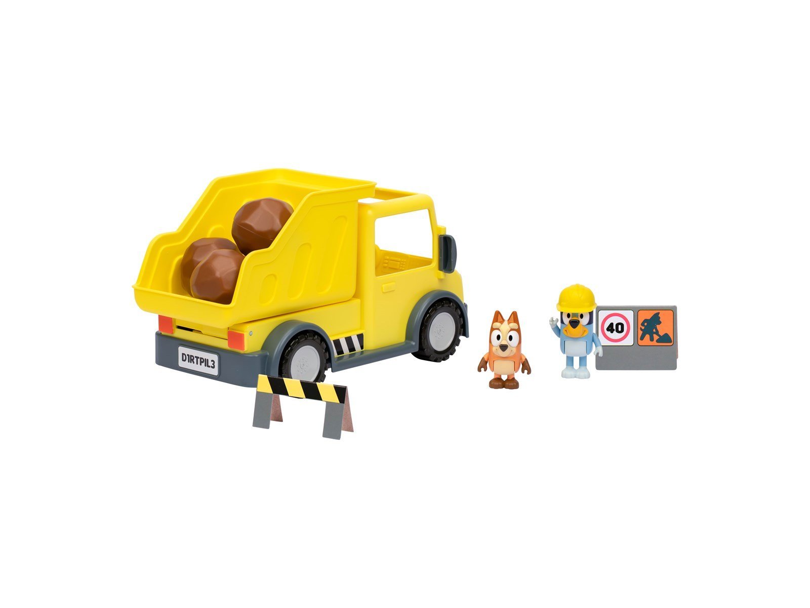 Bluey 's Dump Truck with Exclusive Hard-Hat  and Muddy Bingo Figures