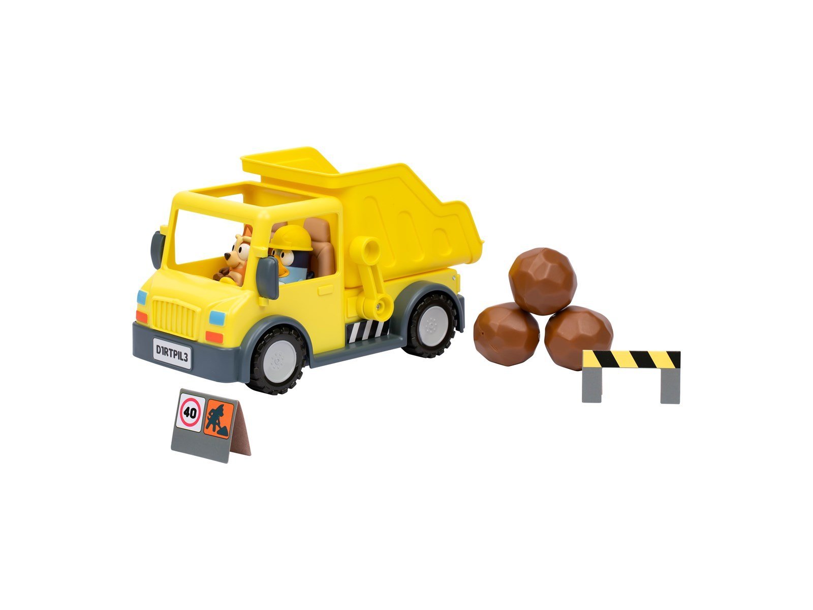 Bluey 's Dump Truck with Exclusive Hard-Hat  and Muddy Bingo Figures