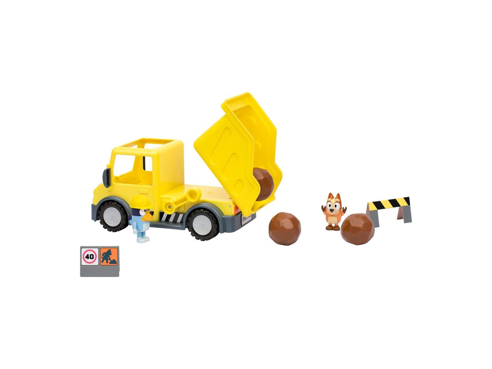 Bluey 's Dump Truck with Exclusive Hard-Hat  and Muddy Bingo Figures