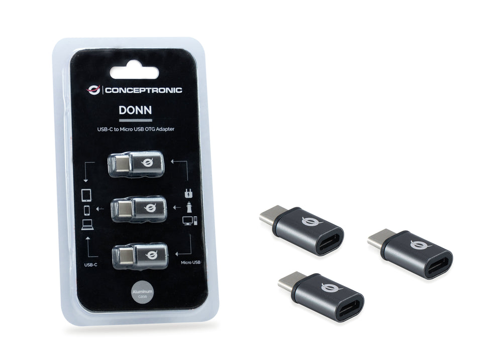 Adaptateur CONCEPTRONIC USB-C -&gt; Micro USB 3.0 Lot de 3 gris