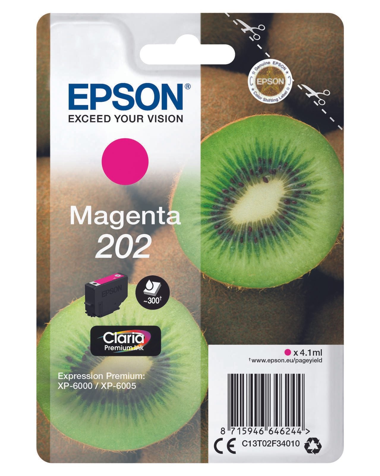 Epson Original 202 Kiwi Druckerpatrone magenta 300 Seiten 4,1ml (C13T02F34010)