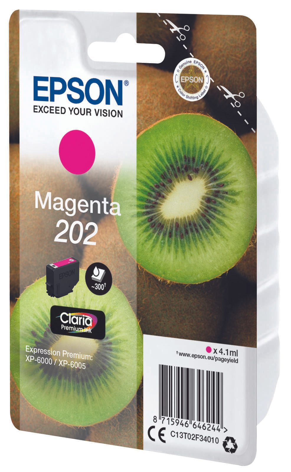 Epson Original 202 Kiwi Druckerpatrone magenta 300 Seiten 4,1ml (C13T02F34010)