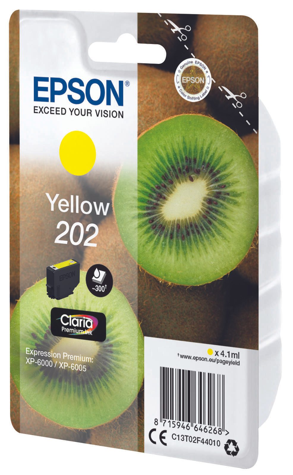 Epson Original 202 Kiwi Druckerpatrone gelb 300 Seiten 4,1ml (C13T02F44010)
