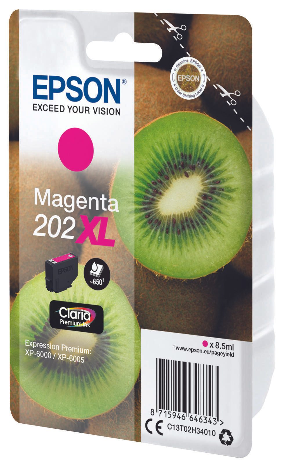 Epson Original 202XL Kiwi Druckerpatrone magenta 650 Seiten 8,5ml (C13T02H34010)