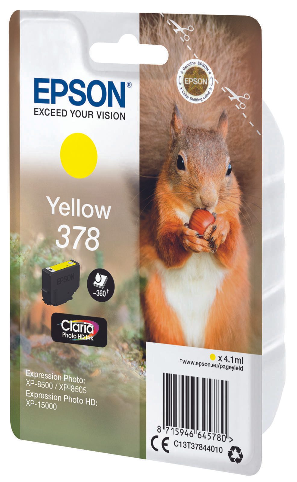 Epson Original 378 Eichhörnchen Druckerpatrone gelb 360 Seiten 4,1ml (C13T37844010)
