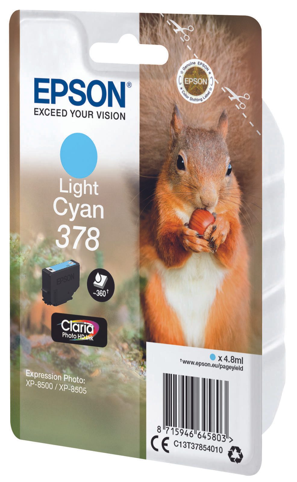Epson Original 378 Eichhörnchen Druckerpatrone cyan hell 360 Seiten 4,8ml (C13T37854010)