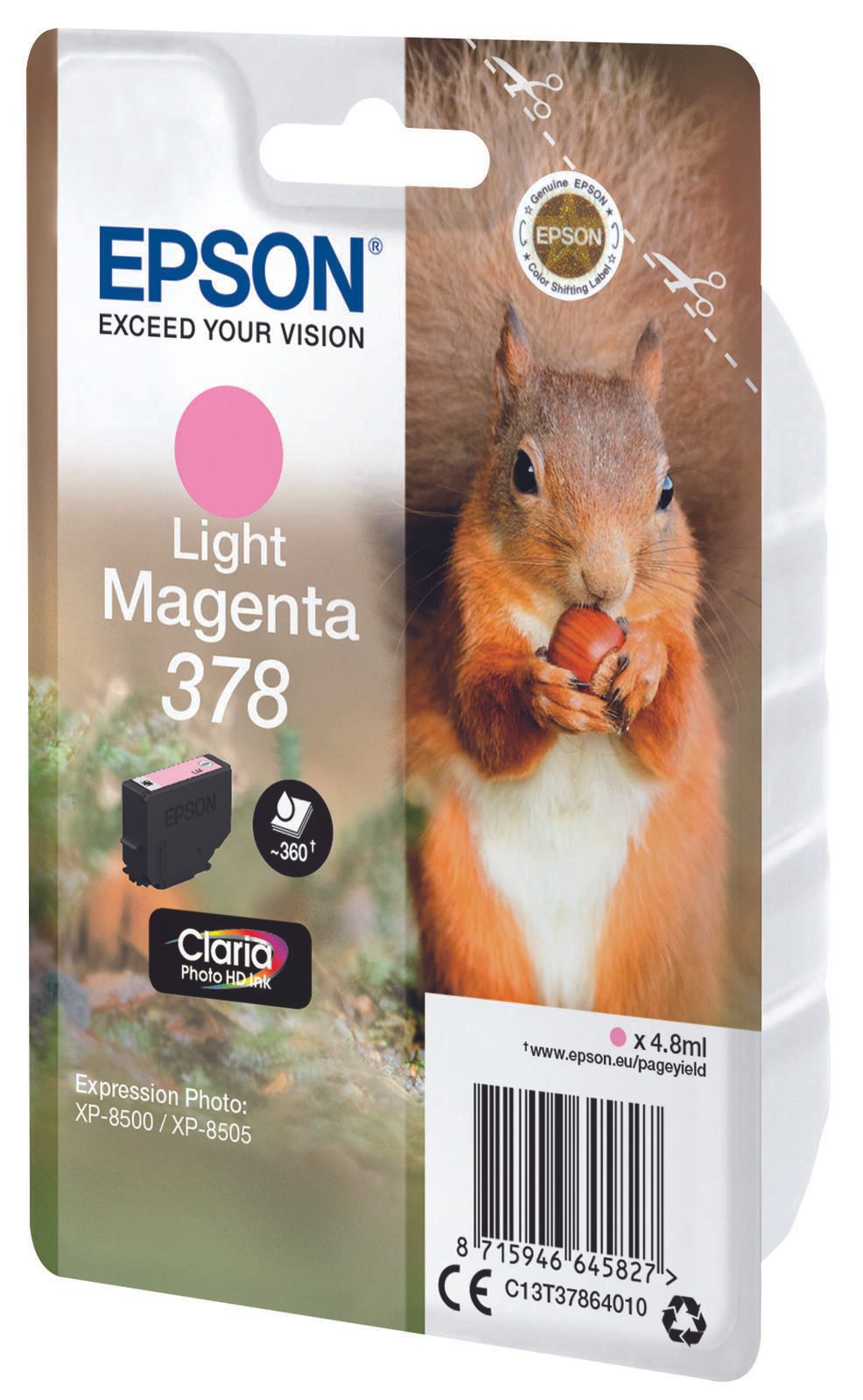Epson Original 378 Eichhörnchen Druckerpatrone magenta hell 360 Seiten 4,8ml (C13T37864010)